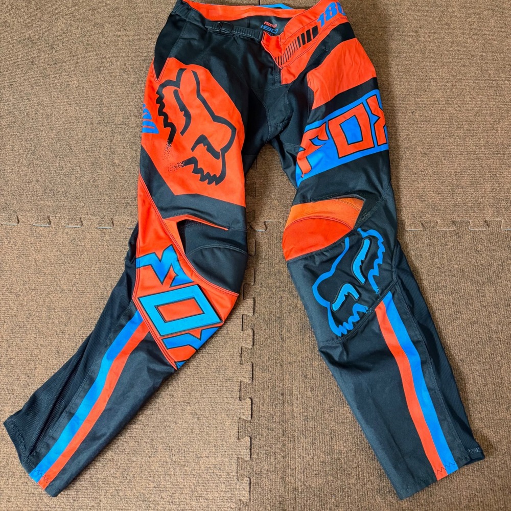 Fox Racing 180 Motocross Pants Mens 32 Black Orange A+ MX Dirt Bike Riding Gear
